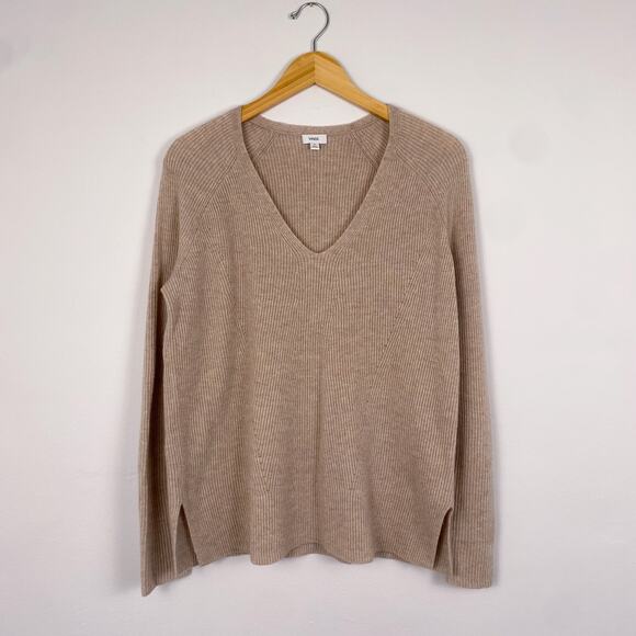 Vince Sweaters - VINCE Ribbed Knit Wool Cashmere Sweater Tan Medium